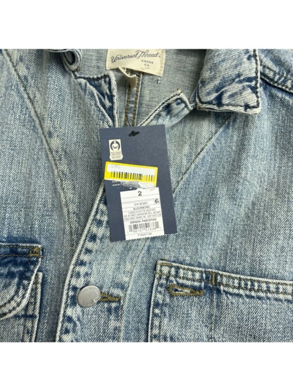 NWT Universal Thread Women’s 2R Denim Utility Jumpsuit Light Wash Button B0851 - Picture 11 of 16